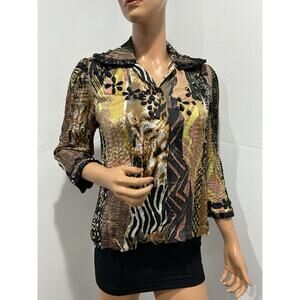 alberto makali Formal blouse Size Medium Studded Black Multi Pattern